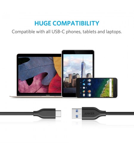 Anker Power Line AK-A8163011 USB-C to USB 3.0 Cable for Mac Book, Chrome Book Pixel, Nexus 5X, Nexus 6P, Nokia N1 Tablet, OnePlus 2-M000000000259 www.mysocially.com