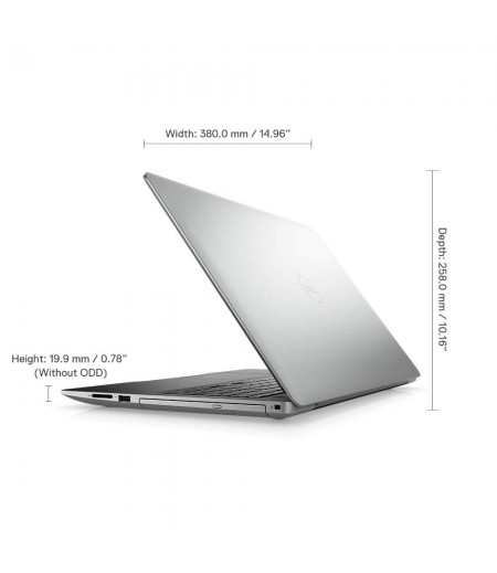 Dell Inspiron 3593 15.6-inch Laptop (10th Gen Ci5-1035G1/8GB/1TB HDD + 256GB SSD/W10+ MSO/2GB NVIDIA MX 250 NVIDIA), Platinum Silver-M000000000287 www.mysocially.com