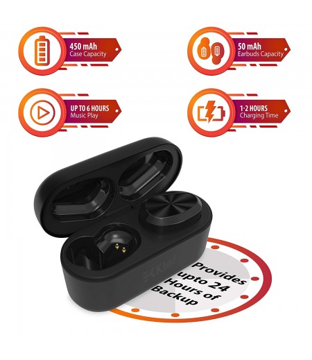 Klef TWS True Wireless IPX7 Bluetooth 5.0 in-Ear Headphones/Headset/Earphones with handsfree mic (Matt Black)-M000000000384 www.mysocially.com