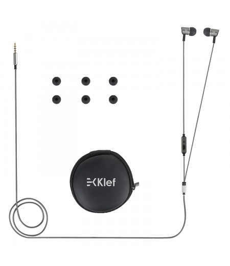 Klef X1 Metal Earphones with mic and Carry Pouch (Gunmetal Grey) | Gift Box-M000000000385 www.mysocially.com