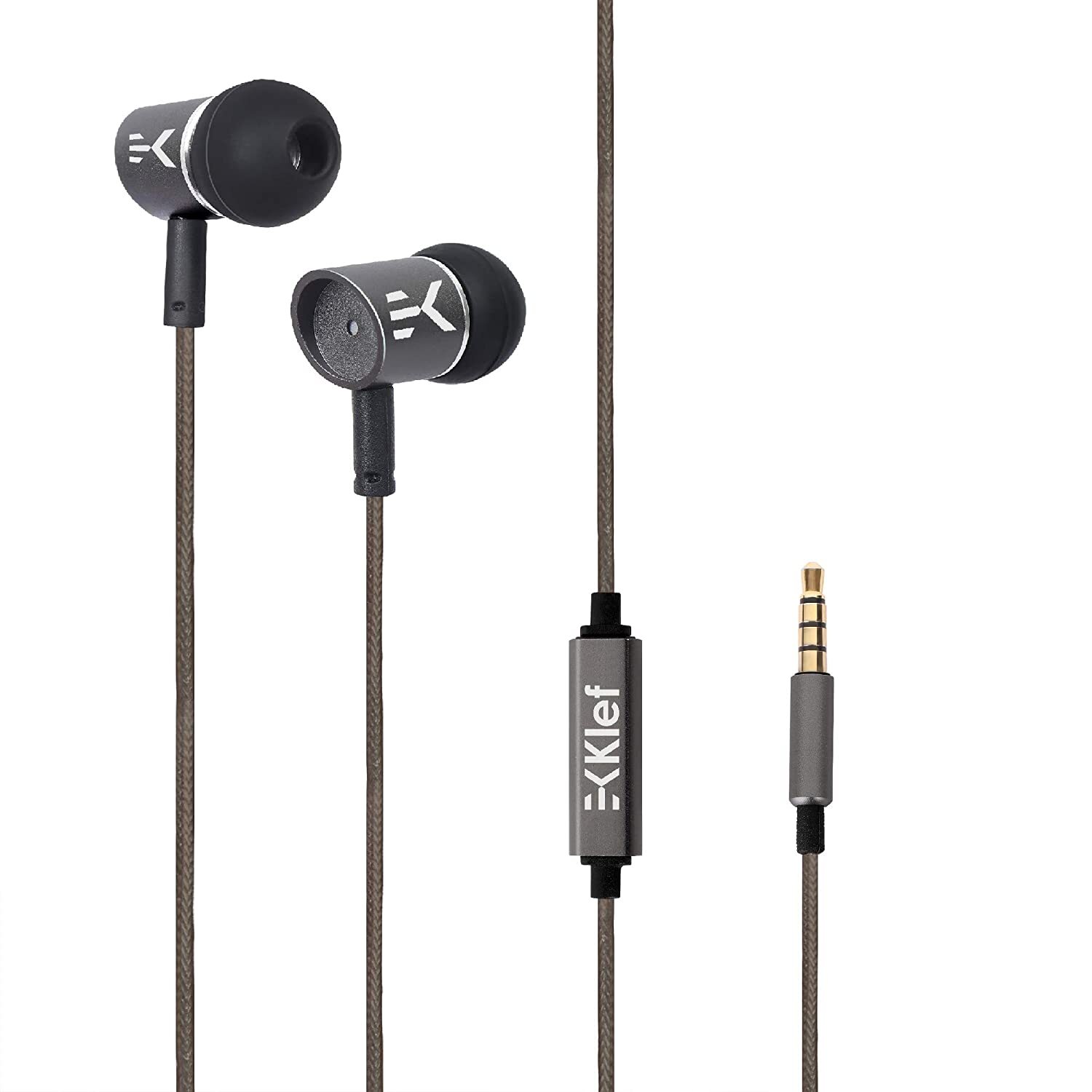 Klef X1 Metal Earphones with mic and Carry Pouch (Gunmetal Grey) | Gift Box-M000000000385 www.mysocially.com