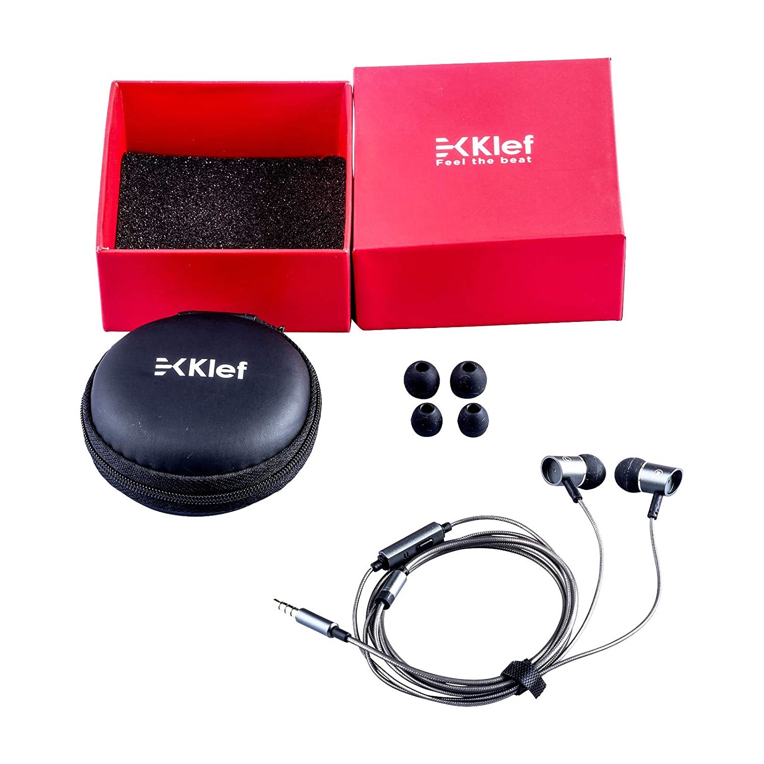 Klef X1 Metal Earphones with mic and Carry Pouch (Gunmetal Grey) | Gift Box-M000000000385 www.mysocially.com