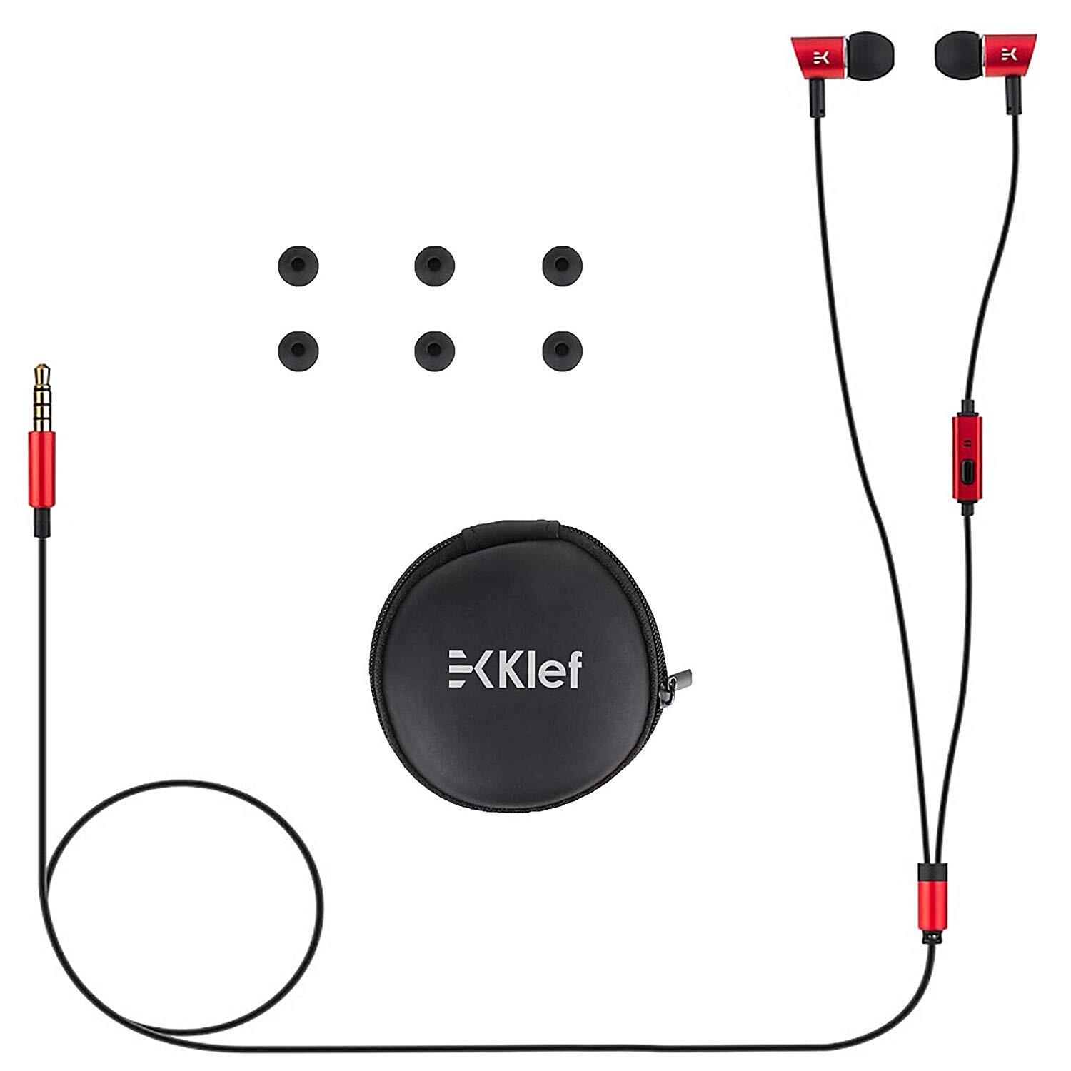 Klef X1 Metal in-Ear Headphones with Mic and Carry Pouch (Blazing Red) | Gift Box-M000000000386 www.mysocially.com