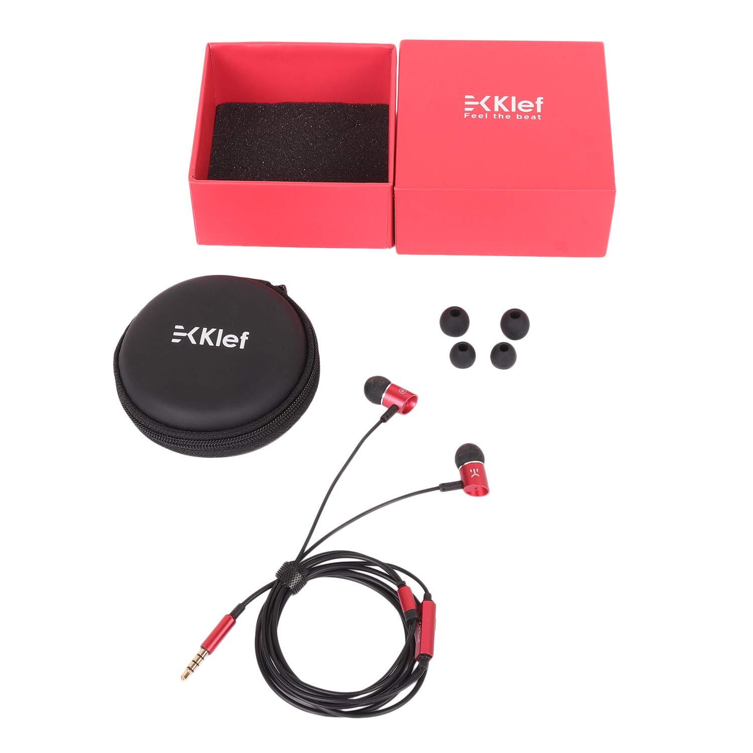 Klef X1 Metal in-Ear Headphones with Mic and Carry Pouch (Blazing Red) | Gift Box-M000000000386 www.mysocially.com