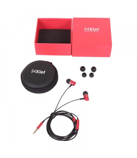 Klef X1 Metal in-Ear Headphones with Mic and Carry Pouch (Blazing Red) | Gift Box-M000000000386 www.mysocially.com