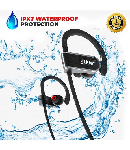 Klef X2 Wireless Bluetooth Headphones/Headset/Earphones with HD Quality Sound, Long Battery Life, Handsfree Mic and Free Travel Pouch/Carry Case (Black) | Waterproof Headphone - Rated IPX 7-M000000000387 www.mysocially.com