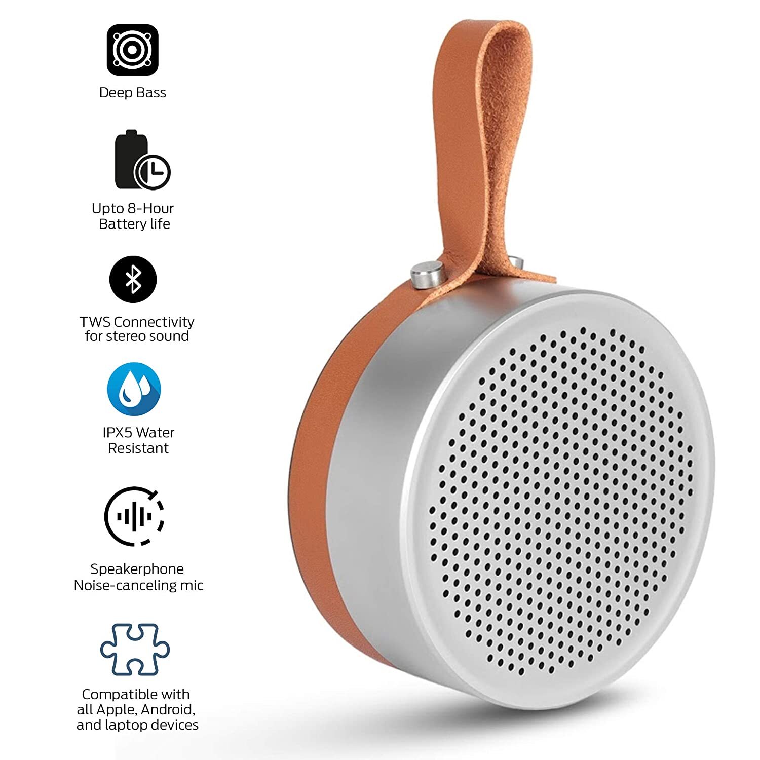 Klef X3 Metal Portable Wireless Bluetooth Speaker with Deep Bass and Mic (Silver)-M000000000389 www.mysocially.com