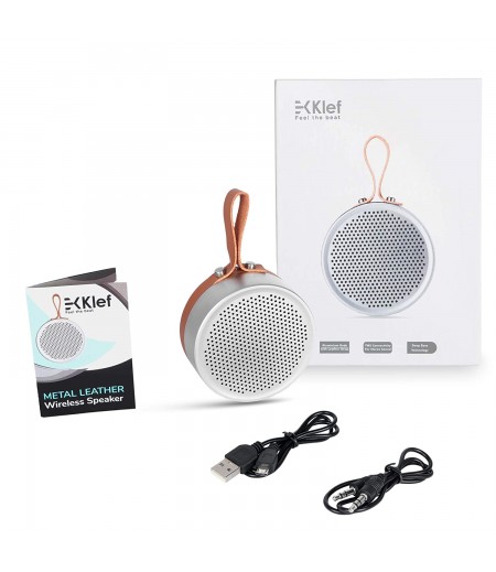 Klef X3 Metal Portable Wireless Bluetooth Speaker with Deep Bass and Mic (Silver)-M000000000389 www.mysocially.com