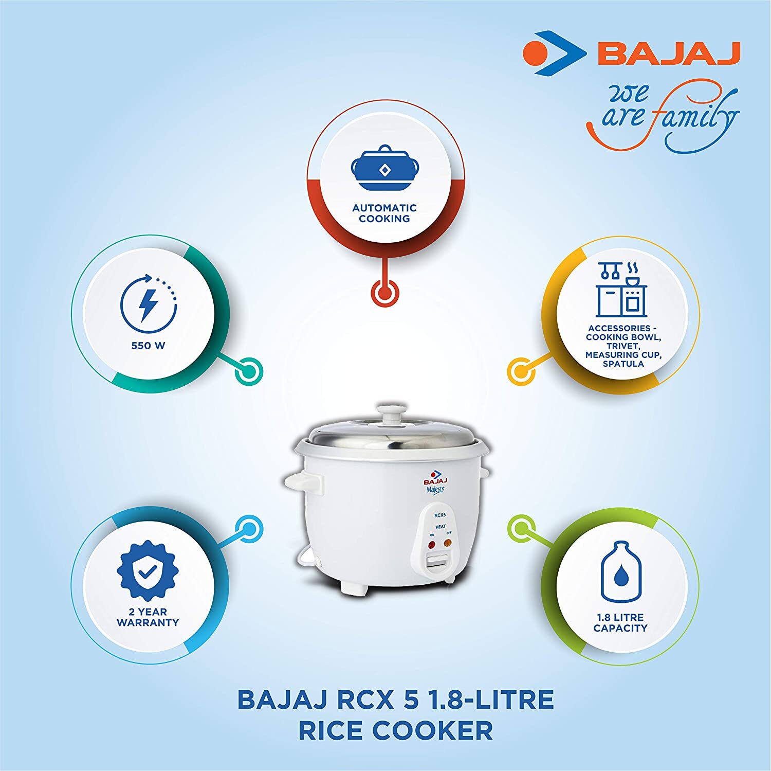 Bajaj Majesty New RCX 5 1.8-Litre Multi-function Cooker-M000000000395 www.mysocially.com