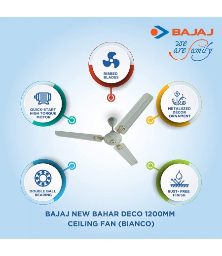 Bajaj New Bahar Deco 1200mm Ceiling Fan (Bianco)-M000000000397 www.mysocially.com