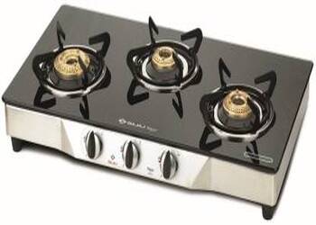 Bajaj Eco Stainless Steel 3 Burner Gas Stove with Manual Ignition (Black / Silver)