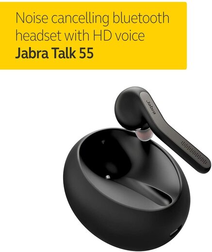 Jabra Talk 55 Bluetooth Headset for HD Hands-Free Calls with Dual Mic Noise Cancellation, Touch Controls and Portable Carrying Case-M000000000420 www.mysocially.com