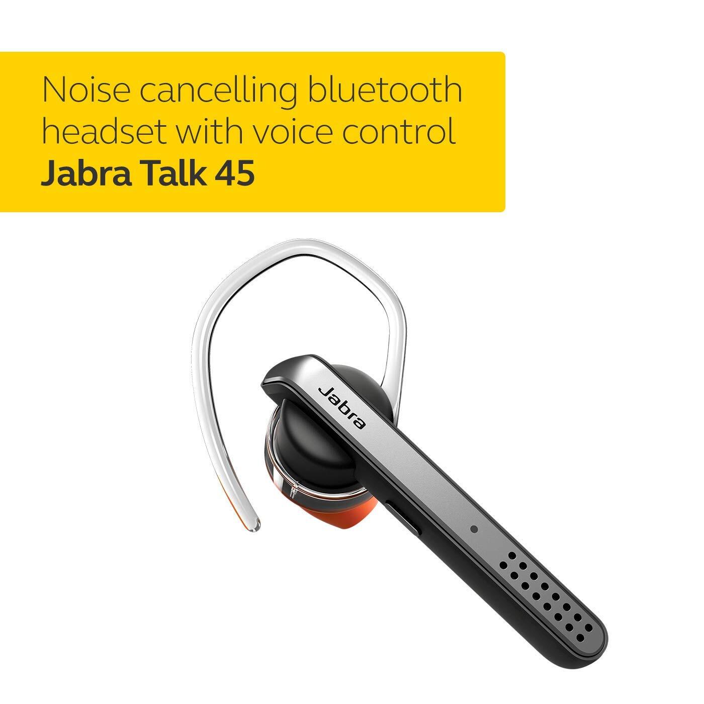 Jabra Talk 45 Bluetooth headset with dual mic noise cancellation for HD hands-free calls, 1-touch voice activation and streaming multimedia- Black-M000000000421 www.mysocially.com