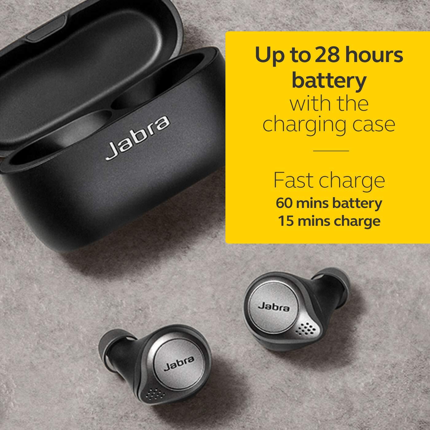 Jabra Elite 75t True Wireless Bluetooth Earbuds, 28 Hours Battery, Voice Assistant Enabled, Designed in Denmark - Titanium Black-M000000000429 www.mysocially.com