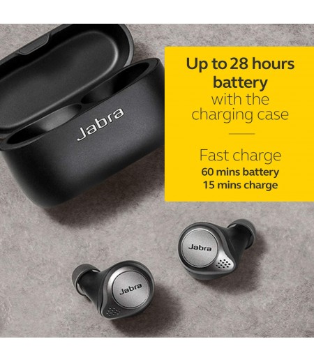 Jabra Elite 75t True Wireless Bluetooth Earbuds, 28 Hours Battery, Voice Assistant Enabled, Designed in Denmark - Titanium Black