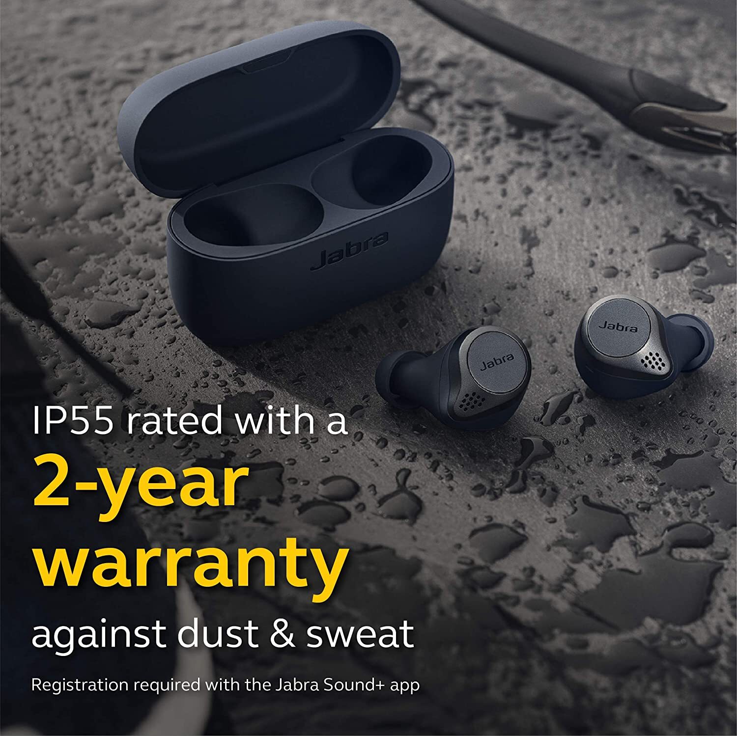 Jabra Elite Active 75t Earbuds, Alexa Enabled,  Compact, Waterproof, dust and sweat resistant, True Wireless Earbuds with Charging Case - Navy-M000000000430 www.mysocially.com