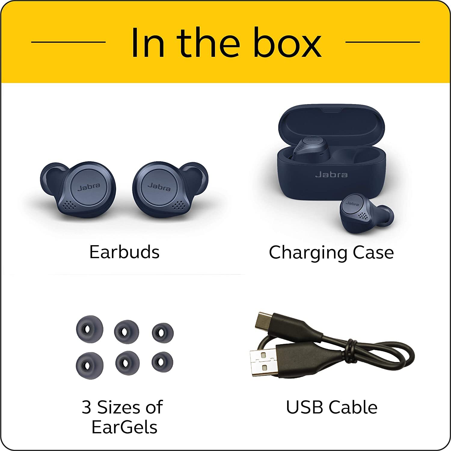 Jabra Elite Active 75t Earbuds, Alexa Enabled,  Compact, Waterproof, dust and sweat resistant, True Wireless Earbuds with Charging Case - Navy-M000000000430 www.mysocially.com