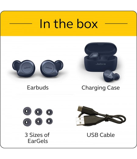 Jabra Elite Active 75t Earbuds, Alexa Enabled,  Compact, Waterproof, dust and sweat resistant, True Wireless Earbuds with Charging Case - Navy-M000000000430 www.mysocially.com