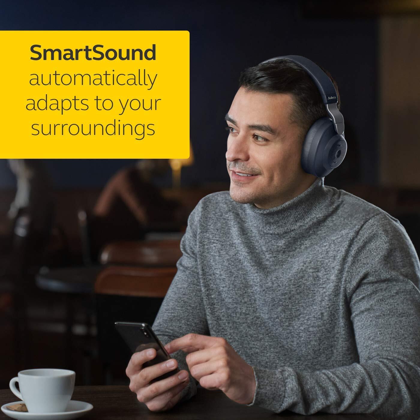 Jabra Elite 85H, Over Ear Headphones with ANC and SmartSound and HearThrough Technology, Alexa Enabled - Navy-M000000000433 www.mysocially.com