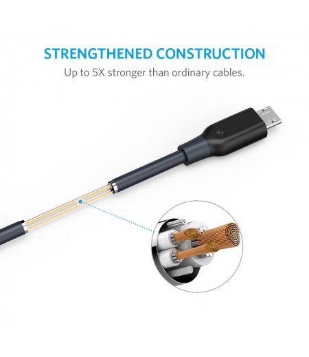 Anker PowerLine Micro USB (3ft) - Fastest and Durable Charging Cable Samsung, Nexus, LG, Motorola, Android Smartphones and More, with Kevlar Fiber and 10000+ Bend Lifespan-M000000000439 www.mysocially.com