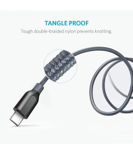 Anker Powerline+ AK-A81680A1 USB-C to USB, 3.0 Cable, 3 Feet, 0.9 Meters, in Grey color-M000000000448 www.mysocially.com