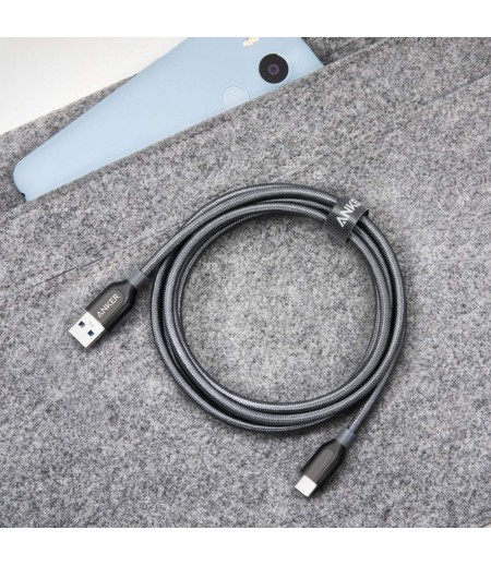 Anker Powerline+ AK-A81680A1 USB-C to USB, 3.0 Cable, 3 Feet, 0.9 Meters, in Grey color-M000000000448 www.mysocially.com