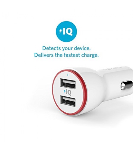 Anker 24W Dual USB PowerDrive 2 Car Charger with 3ft Micro USB to USB Cable, in White shade-M000000000450 www.mysocially.com