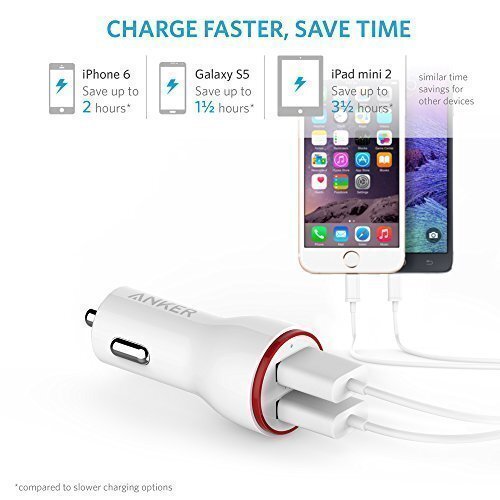 Anker 24W Dual USB PowerDrive 2 Car Charger with 3ft Micro USB to USB Cable, in White shade-M000000000450 www.mysocially.com