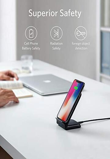 Anker PowerWave+ 10W, 7.5W-5W Qi-Certified Fast Wireless Charging Stand-Black-M000000000455 www.mysocially.com