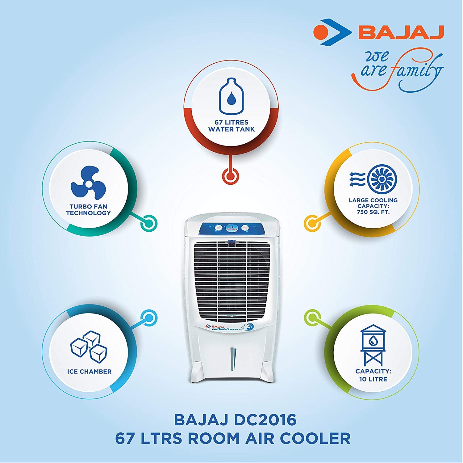 Bajaj DC2016 67-litres Desert Air Cooler (White) - for Large Room-M000000000470 www.mysocially.com