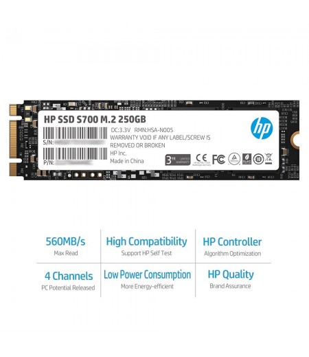 HP SSD S700 M.2 2280 250GB SATA III 3D TLC NAND Internal Solid State Drive (SSD)-M000000000594 www.mysocially.com