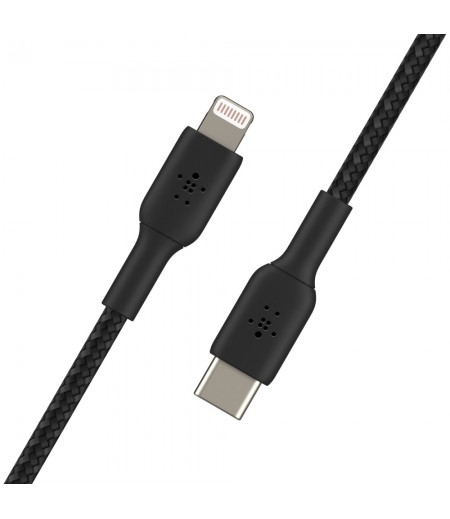 Belkin BOOST↑CHARGE™ Braided USB-C to Lightning Cable (Fast Charging for iPhone 12 Mini, iPhone 12, 12 Pro, 12 Pro Max and More Apple products) - Black