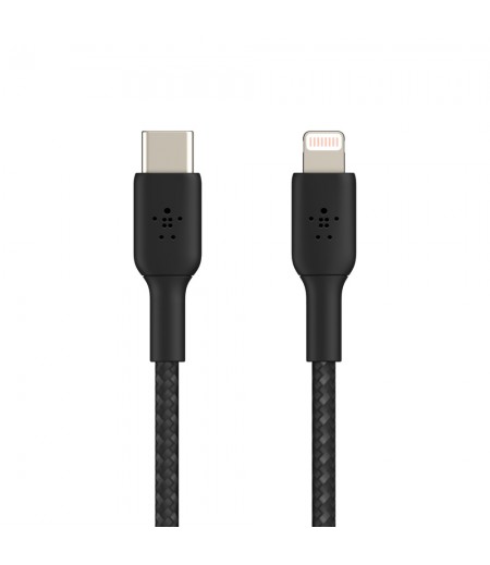 Belkin BOOST↑CHARGE™ Braided USB-C to Lightning Cable (Fast Charging for iPhone 12 Mini, iPhone 12, 12 Pro, 12 Pro Max and More Apple products) - Black