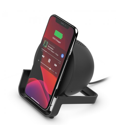 Belkin BOOST↑CHARGE™ 10W Wireless Charging Stand + Bluetooth Speaker Optimized for iPhone, Samsung, LG, Sony, and Google Smartphones-Black