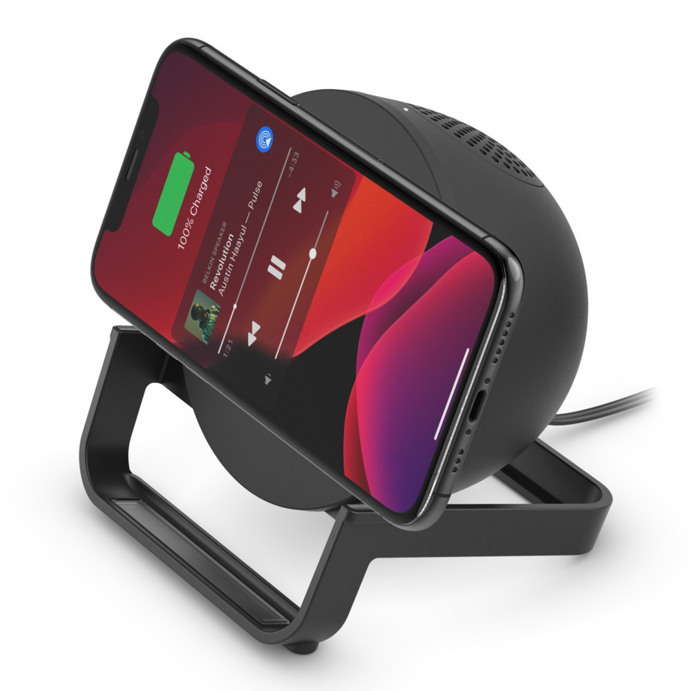 Belkin BOOST↑CHARGE™ 10W Wireless Charging Stand + Bluetooth Speaker Optimized for iPhone, Samsung, LG, Sony, and Google Smartphones-Black