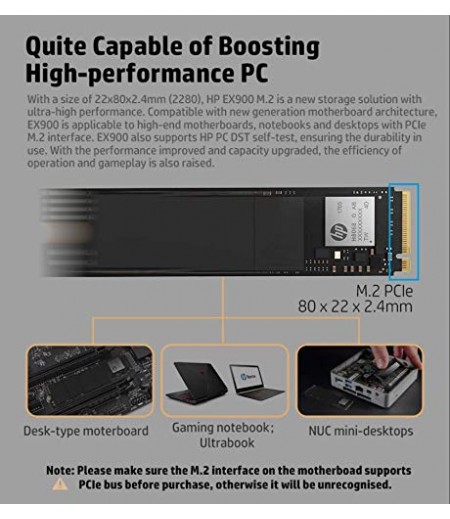 HP EX900 M.2 250GB PCIe 3.1 x 4 NVMe 3D TLC NAND Internal Solid State Drive (SSD) Max 2100 MBps (2YY43AA#ABC)