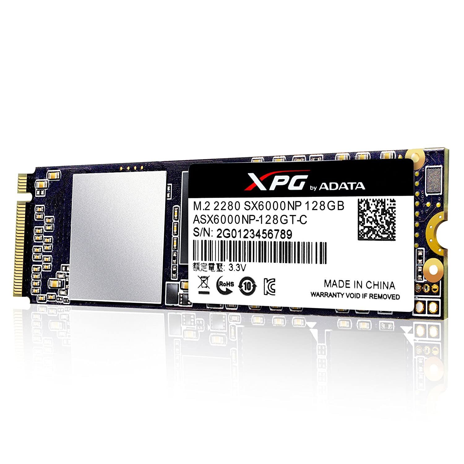 XPG SX6000 PCIe 128GB 3D NAND PCIe Gen3x2 M.2 2280 NVMe 1.2 R/W up to 1000/800MB/s Solid State Drive (ASX6000NP 128GT C)