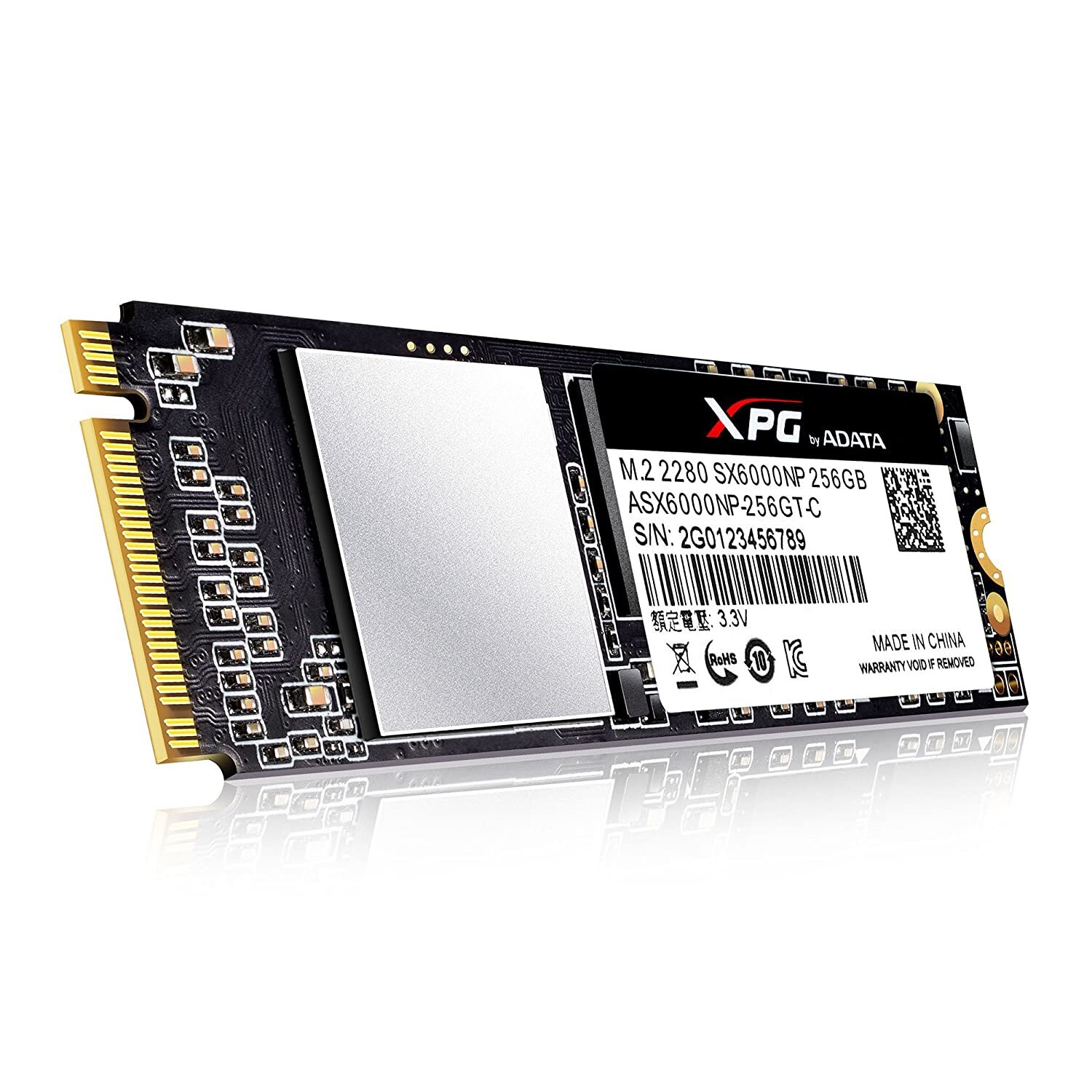 XPG SX6000 PCIe 256GB 3D NAND PCIe Gen3x2 M.2 2280 NVMe 1.2 R/W up to 1000/800MB/s Solid State Drive (ASX6000NP-256GT-C)