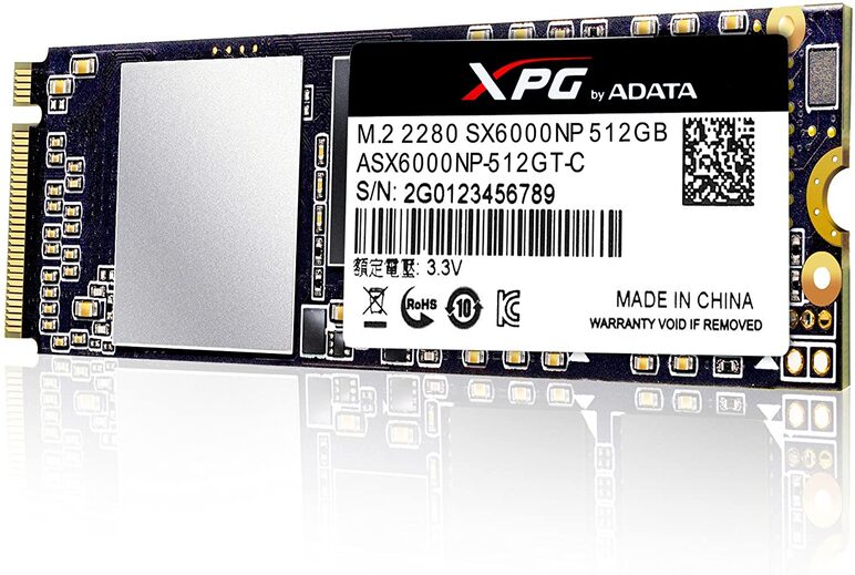 ADATA XPG SX6000 PCIe 512GB 3D NAND PCIe Gen3x4 M.2 2280 NVMe 1.2 R/W up to 1000/800MB/s Solid State Drive (ASX6000NP-512GT-C)