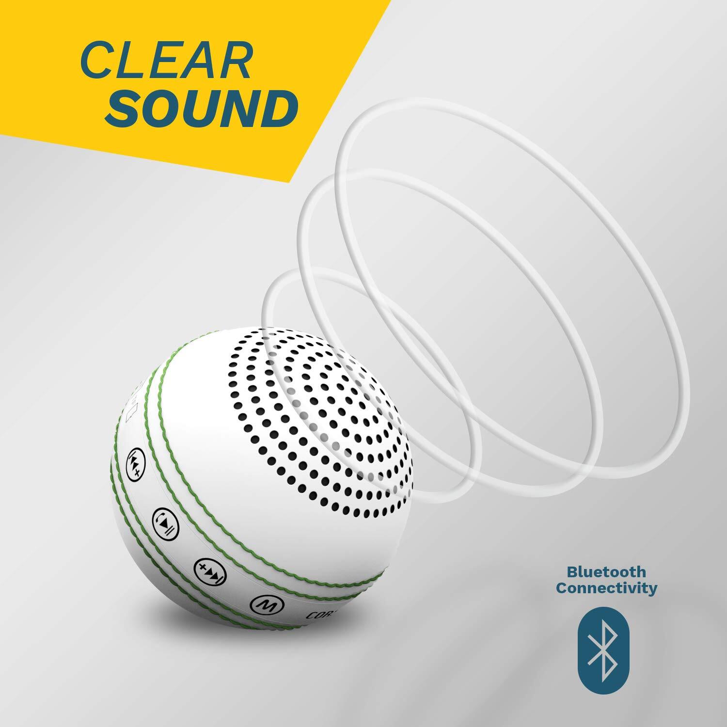 Corseca Orb Cricket Ball DMSC33 Portable Wireless Bluetooth Sports Speaker, White