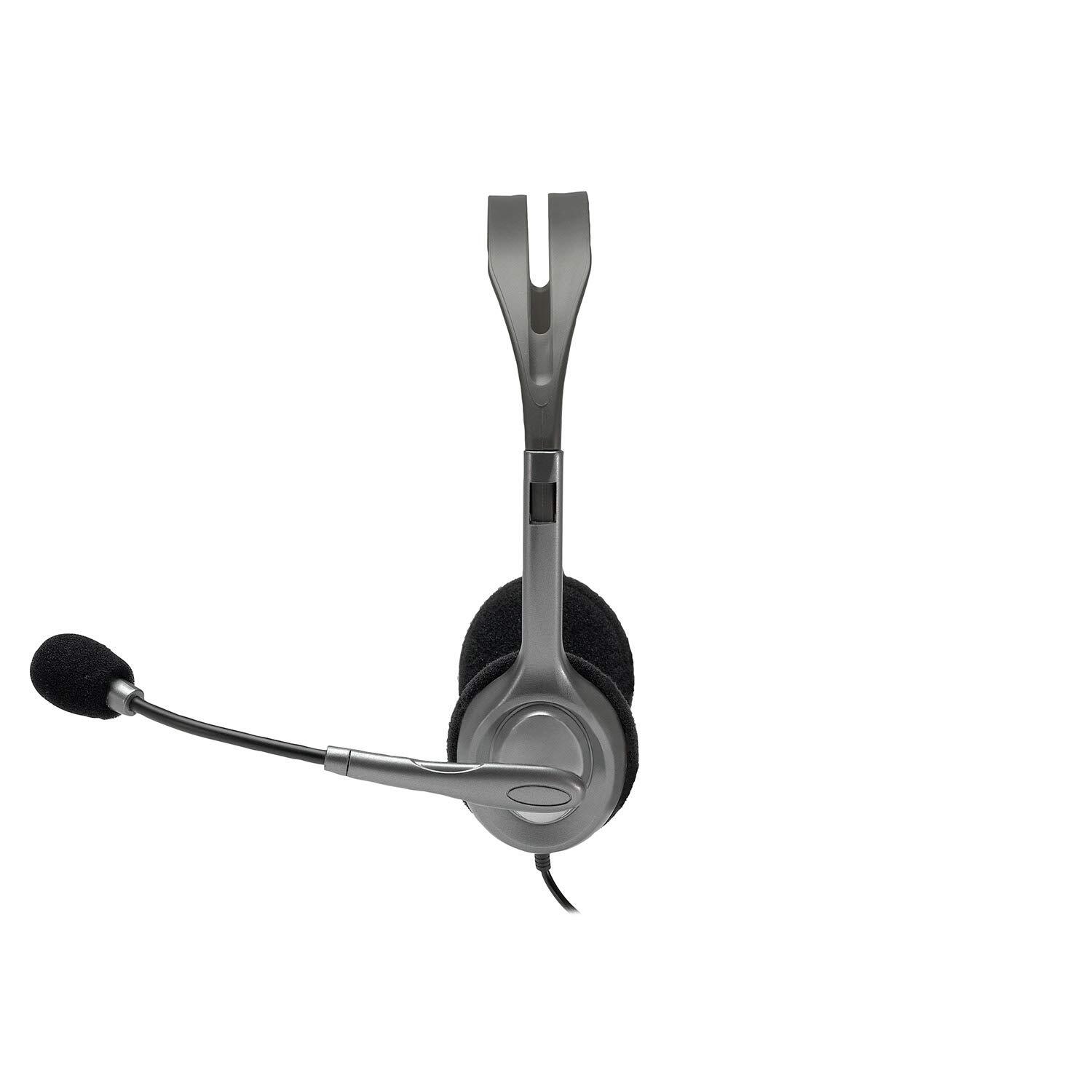 Logitech H110 Wired Stereo Headphone with 3.5mm Dual Audio Jack and Rotating Microphone