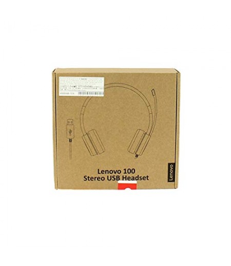 Lenovo 100 Stereo USB Over Ear Headphone with Adjustable Headband and Mic