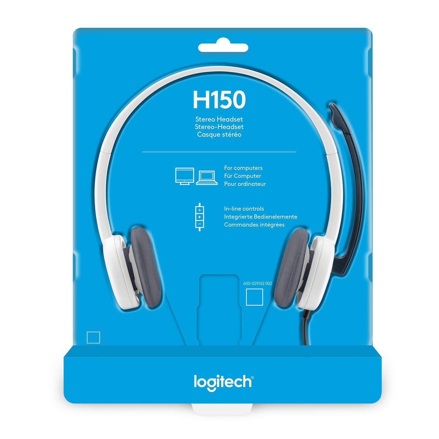 Logitech H150 Wired Stereo Dual 3.5mm Headset with 180° Rotatable Microphone, Cloud White