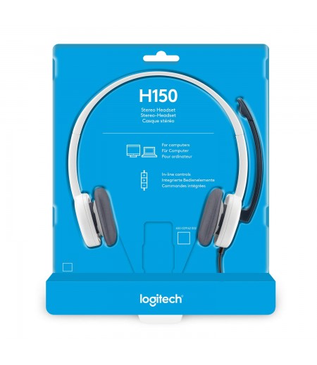 Logitech H150 Wired Stereo Dual 3.5mm Headset with 180° Rotatable Microphone, Cloud White