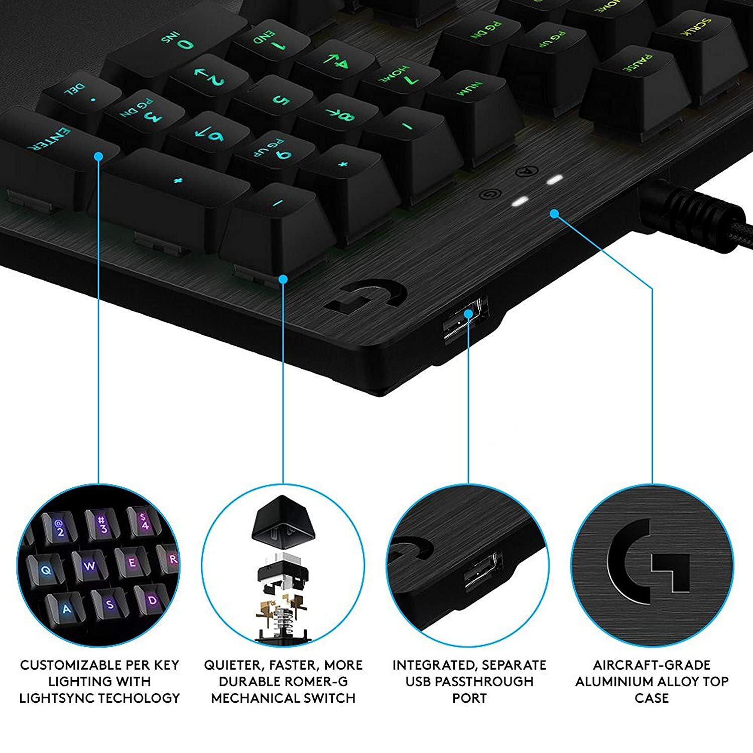 Logitech G 512 RGB Backlit Mechanical Gaming Keyboard with GX Blue Clicky Key Switches (Carbon)