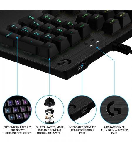 Logitech G 512 RGB Backlit Mechanical Gaming Keyboard with GX Blue Clicky Key Switches (Carbon)