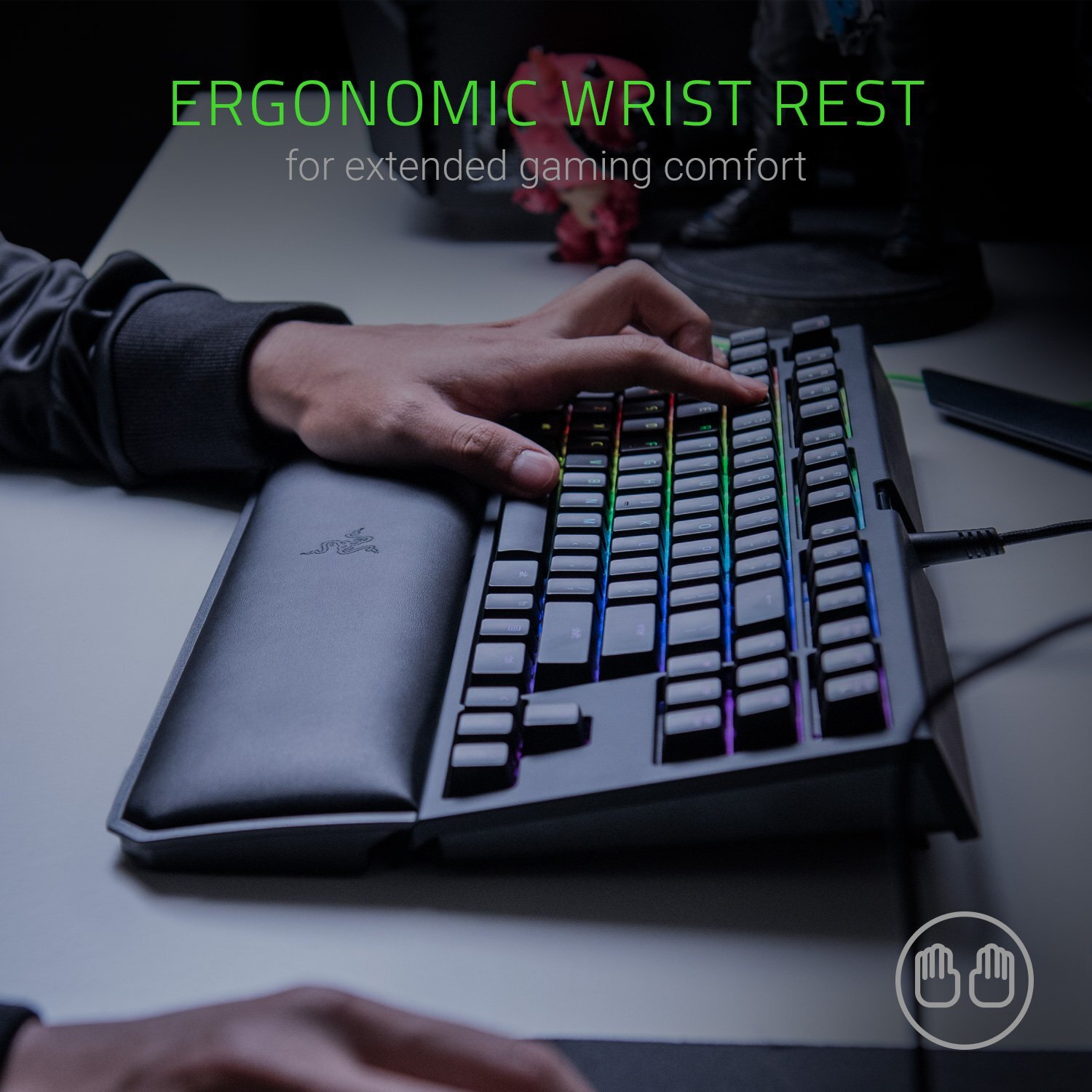 Razer Blackwidow Tournament Edition Chroma V2: Esports Gaming Keyboard - Ergonomic Wrist Rest - Tenkeyless Design - Razer Green Mechanical Switches (Tactile And Clicky)