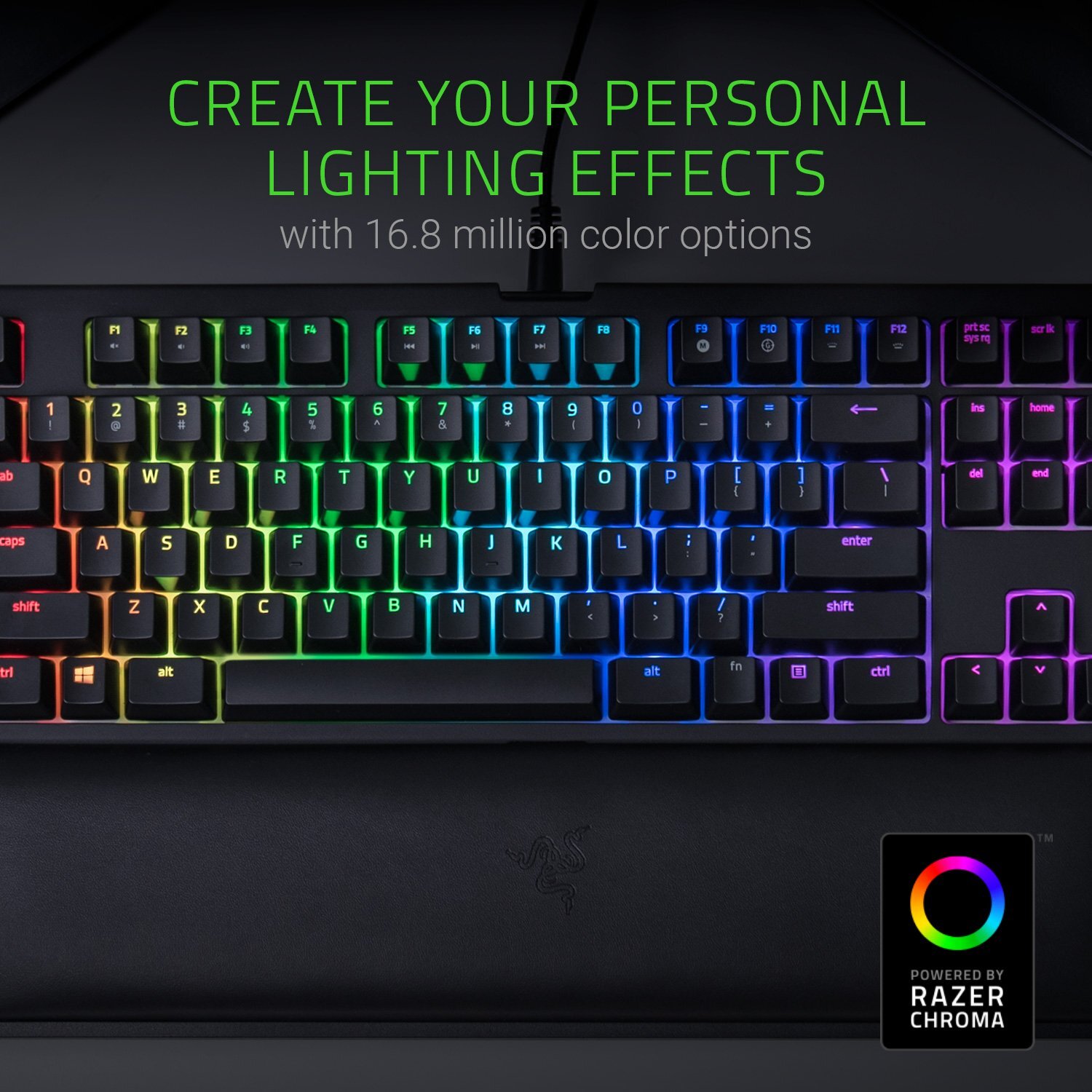 Razer Blackwidow Tournament Edition Chroma V2: Esports Gaming Keyboard - Ergonomic Wrist Rest - Tenkeyless Design - Razer Green Mechanical Switches (Tactile And Clicky)