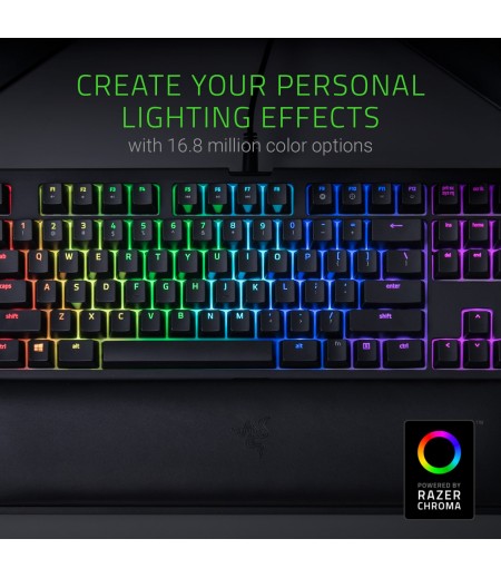 Razer Blackwidow Tournament Edition Chroma V2: Esports Gaming Keyboard - Ergonomic Wrist Rest - Tenkeyless Design - Razer Green Mechanical Switches (Tactile And Clicky)